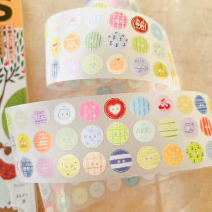 Die-Cut Sticker Roll - Soft Color Buttons & Garden Stripes