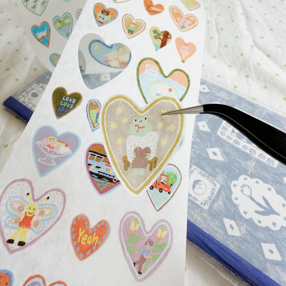Die-Cut Sticker Roll - 128 Hearts