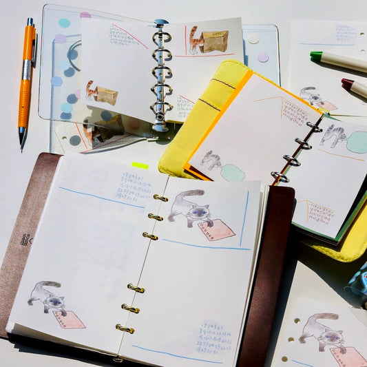 Cat Loose Leaf Paper Refills - A6 Personal, A7, & M5 Size