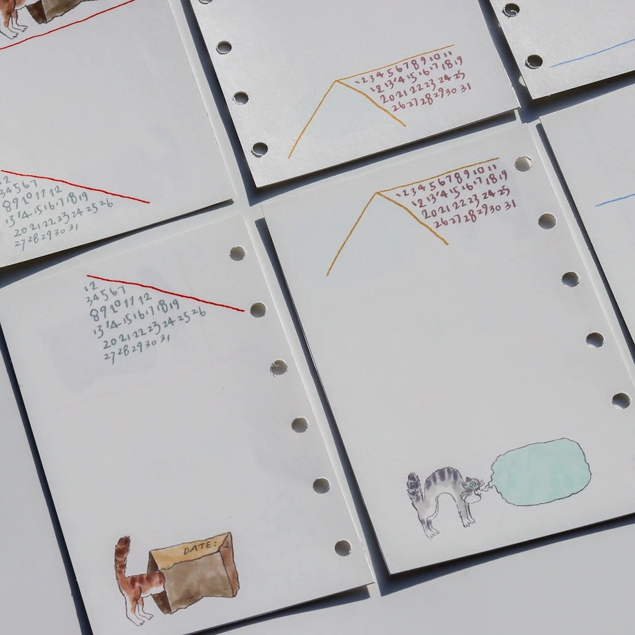 Cat Loose Leaf Paper Refills - A6 Personal, A7, & M5 Size