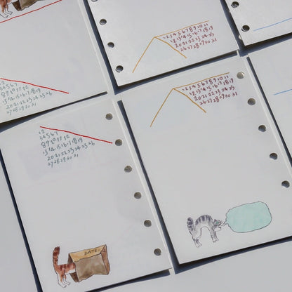 Cat Loose Leaf Paper Refills - A6 Personal, A7, & M5 Size