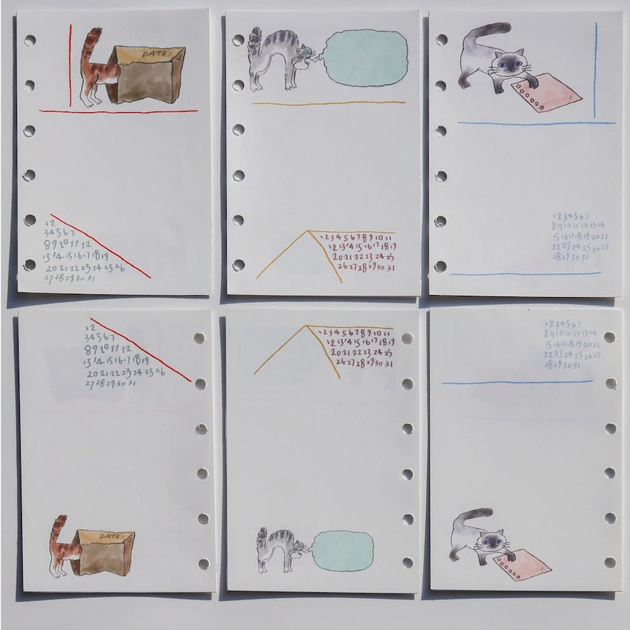 Cat Loose Leaf Paper Refills - A6 Personal, A7, & M5 Size