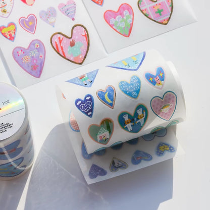 Die-Cut Sticker Roll - 128 Hearts