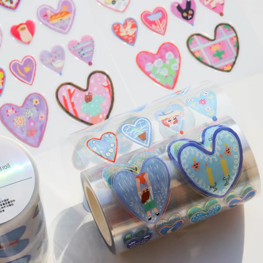 Die-Cut Sticker Roll - 128 Hearts