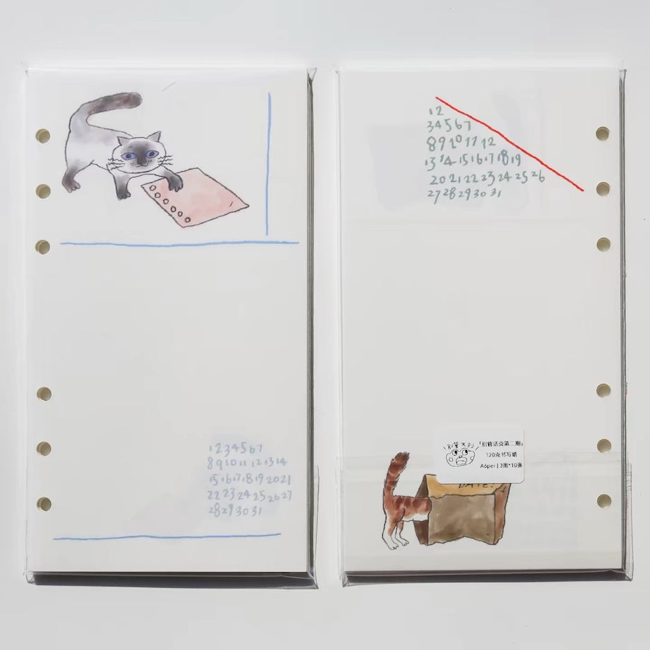 Cat Loose Leaf Paper Refills - A6 Personal, A7, & M5 Size