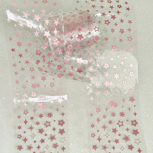 Die-Cut Sticker Roll - Pink Shiny Star