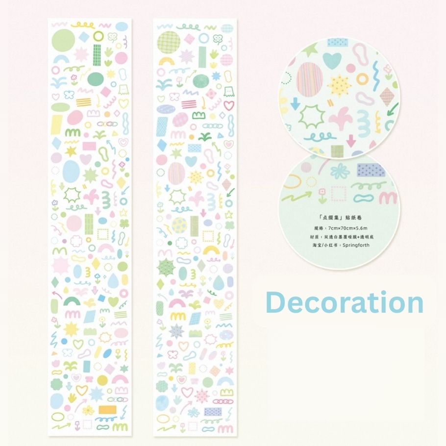Die-Cut PET Sticker Roll - Decoration & Dot