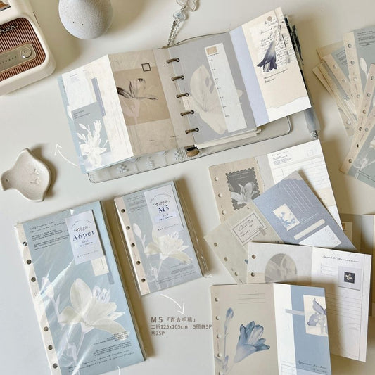 Lily Manuscript Two-fold Loose Leaf Paper Refills - A6 Personal & M5 Size