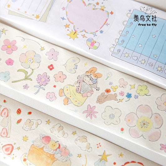 Die-Cut Sticker Roll vol.8 - Strawberry Cake Pop & Petal Companions