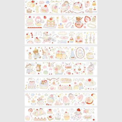 Die-Cut Sticker Roll vol.8 - Strawberry Cake Pop & Petal Companions