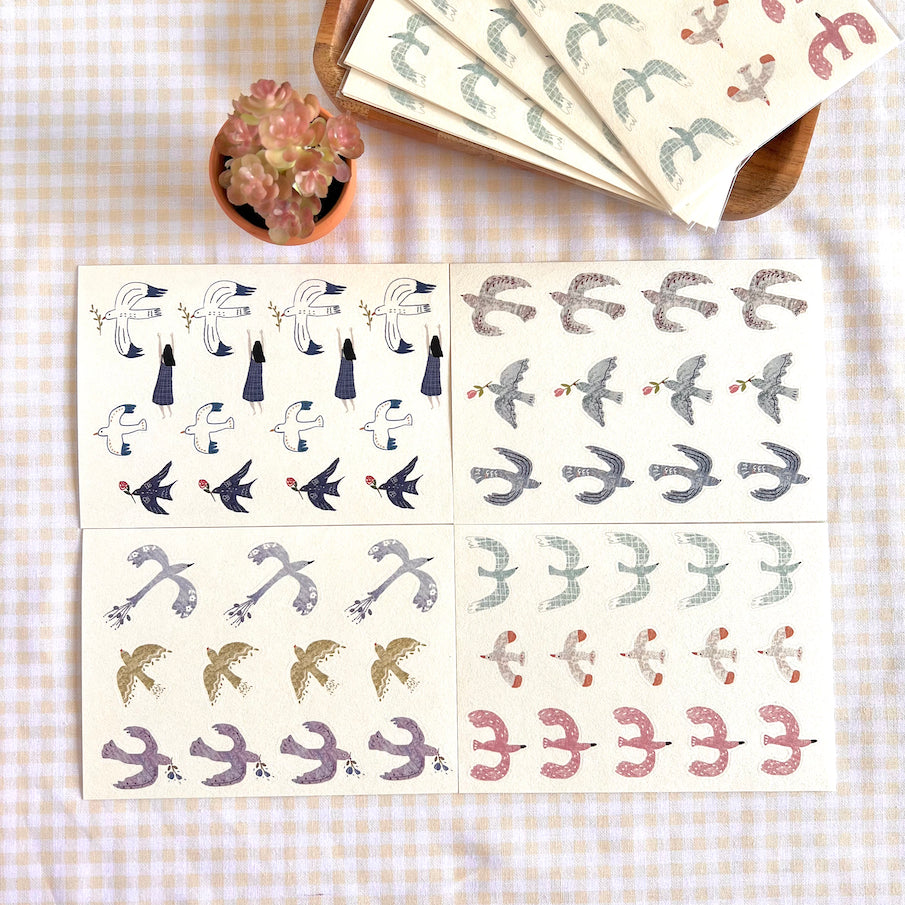 Flying birds sticker sheets