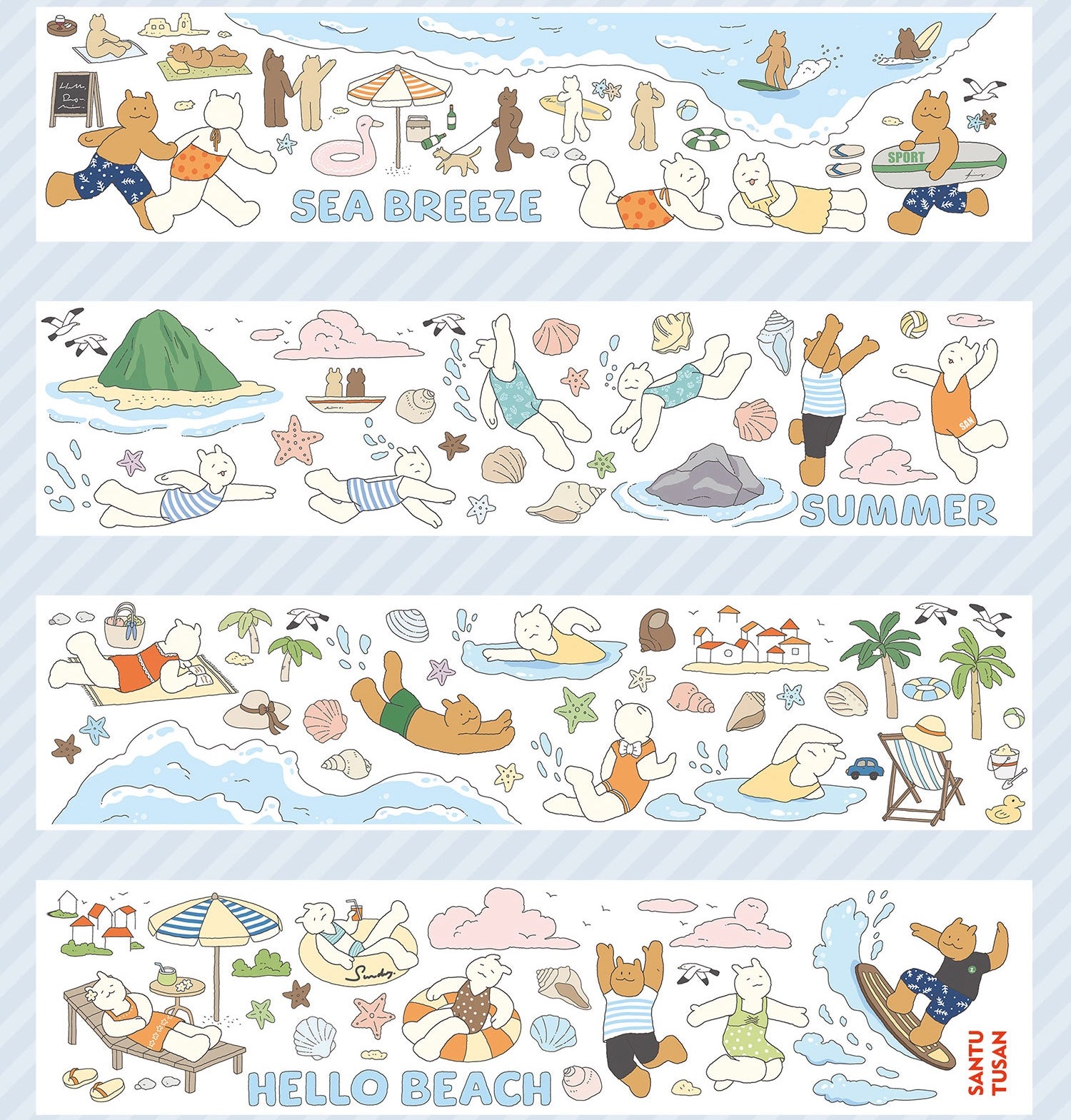 Beach themed washi tape designs