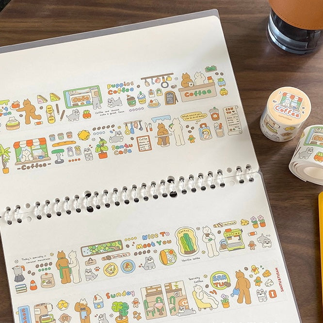 Coffee themed washi tape designs