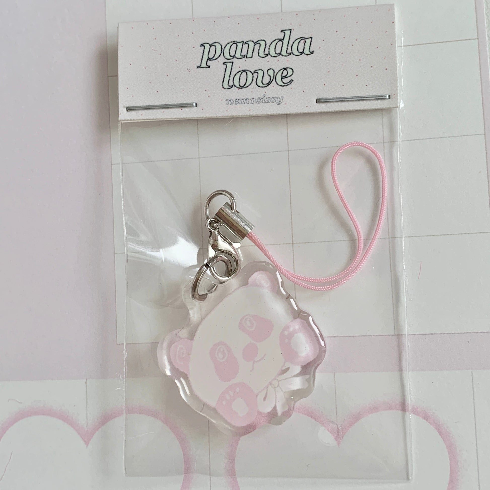 Pink panda epoxy charm