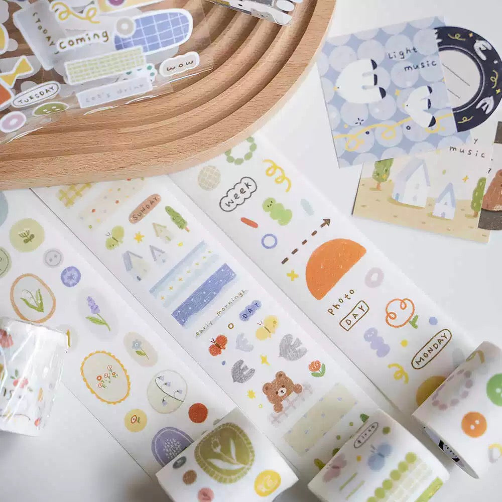 Die-Cut Sticker Roll on Washi Paper