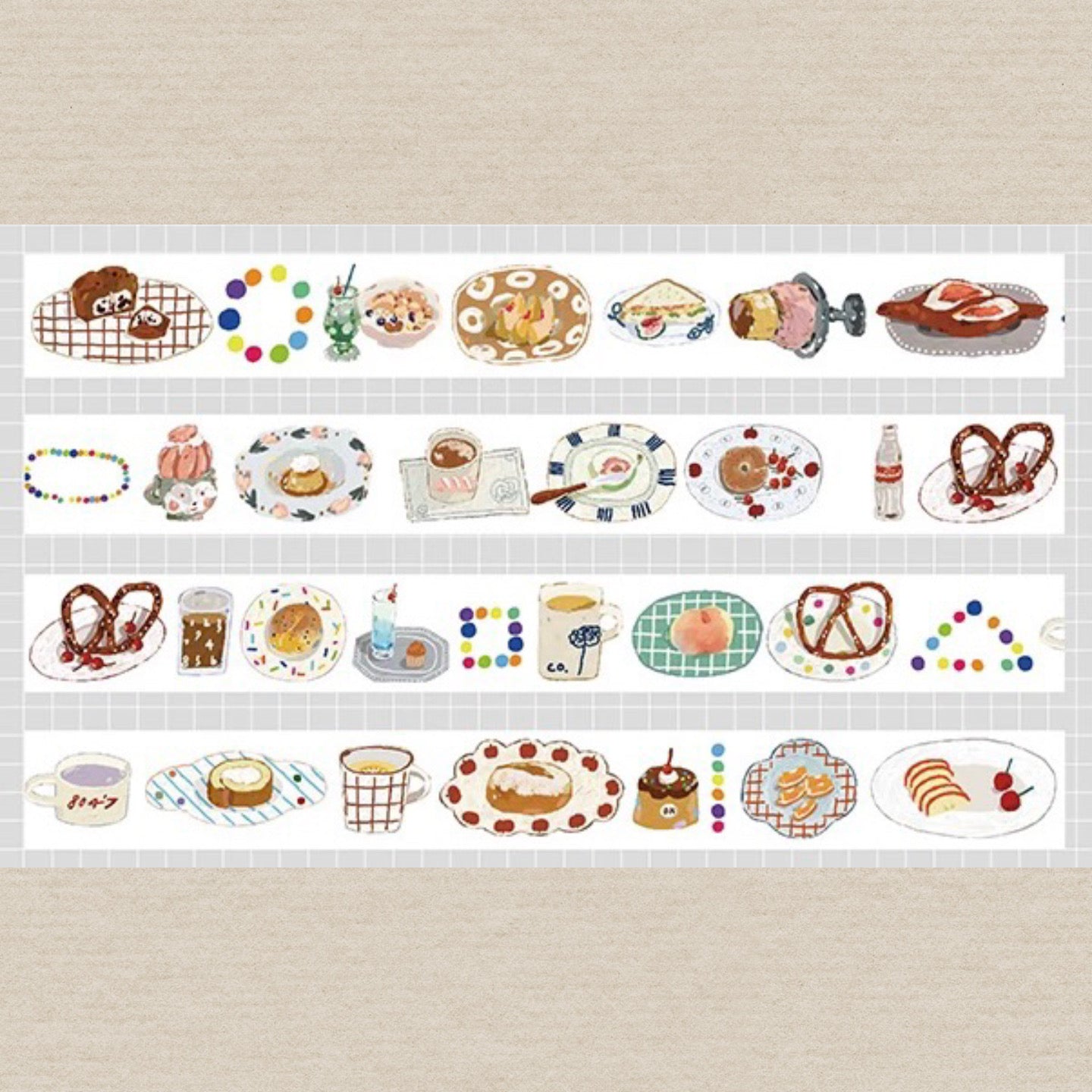 Washi tape featuring food designs