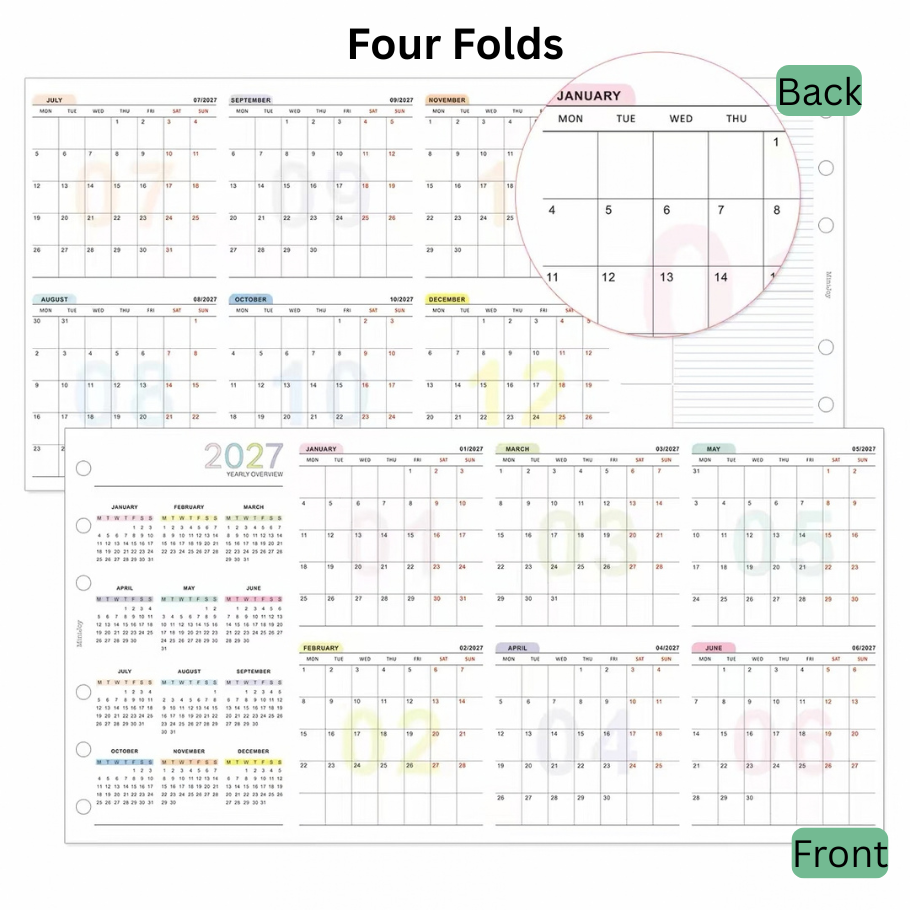 Loose Leaf Paper Refills - 2027 Full Year Schedule Planner