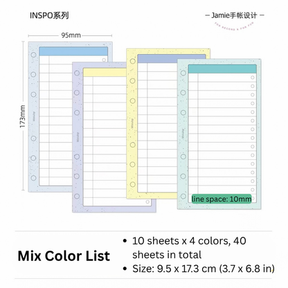 6-Hole Loose Leaf Paper Refills - List - A6 Personal Size