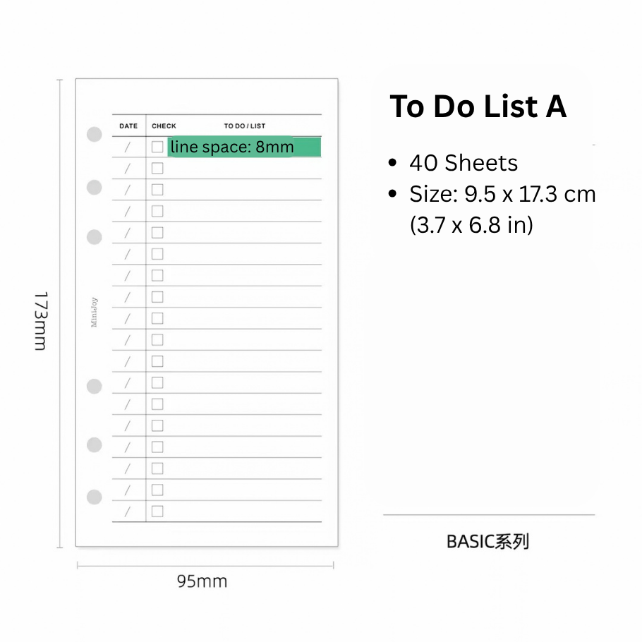 6-Hole Loose Leaf Paper Refills - List - A6 Personal Size