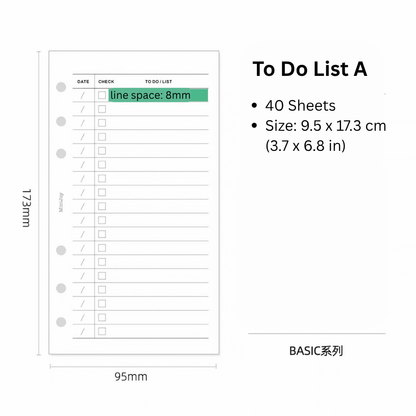 6-Hole Loose Leaf Paper Refills - List - A6 Personal Size