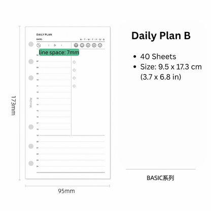 6-Hole Loose Leaf Paper Refills - Plan - A6 Personal Size