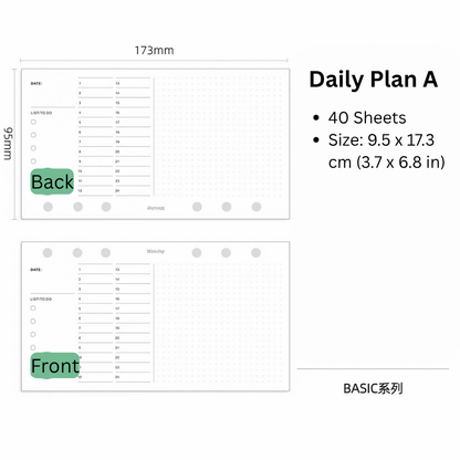6-Hole Loose Leaf Paper Refills - Plan - A6 Personal Size