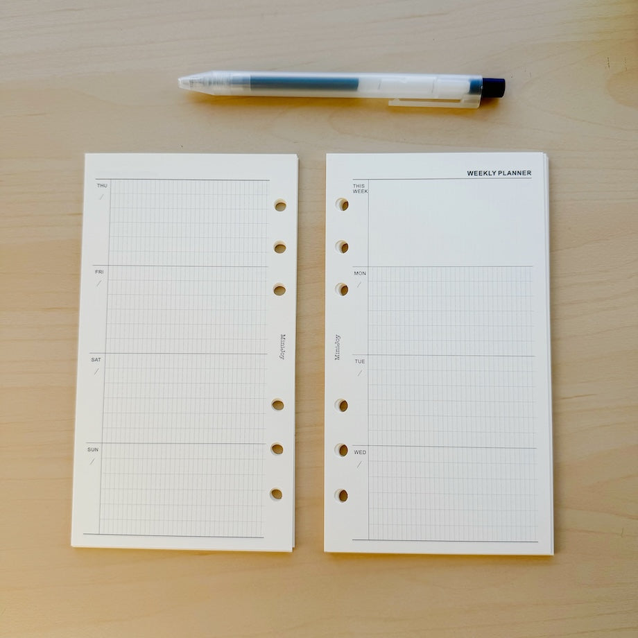 6-Hole Loose Leaf Paper Refills - Plan - A6 Personal Size