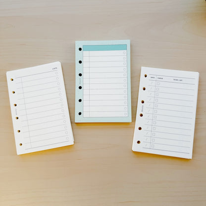 6-Hole Loose Leaf Paper Refills - List - A7 Size