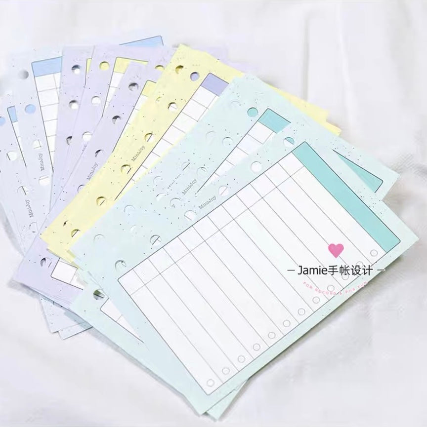 6-Hole Loose Leaf Paper Refills - List - A7 Size