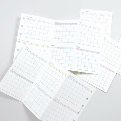 6-Hole Loose Leaf Paper Refills - Plan - A7 Size