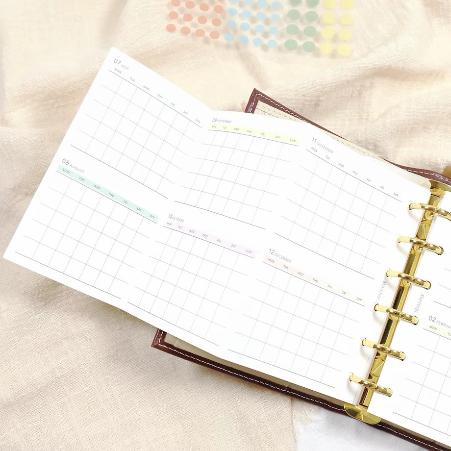 6-Hole Loose Leaf Paper Refills - Plan - A7 Size