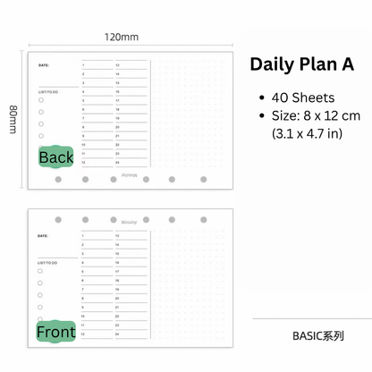 6-Hole Loose Leaf Paper Refills - Plan - A7 Size