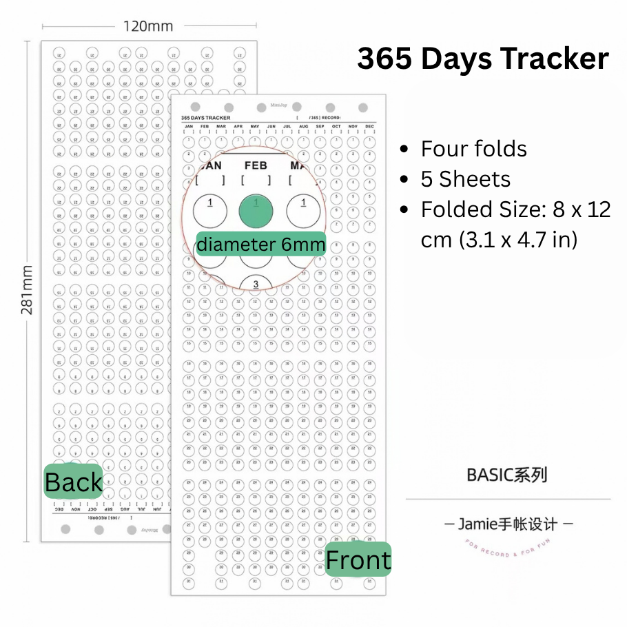 6-Hole Loose Leaf Paper Refills - Tracker - A7 Size