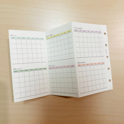 5-Hole Loose Leaf Paper Refills - Yearly - M5 Size