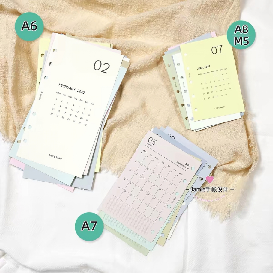 Loose Leaf Paper Refills - 2027 Monthly Schedule