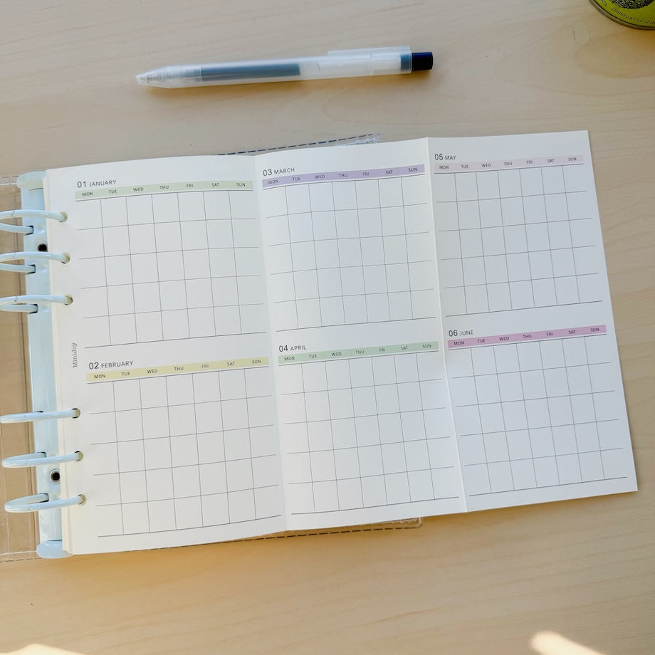 6-Hole Loose Leaf Paper Refills - Plan - A6 Personal Size