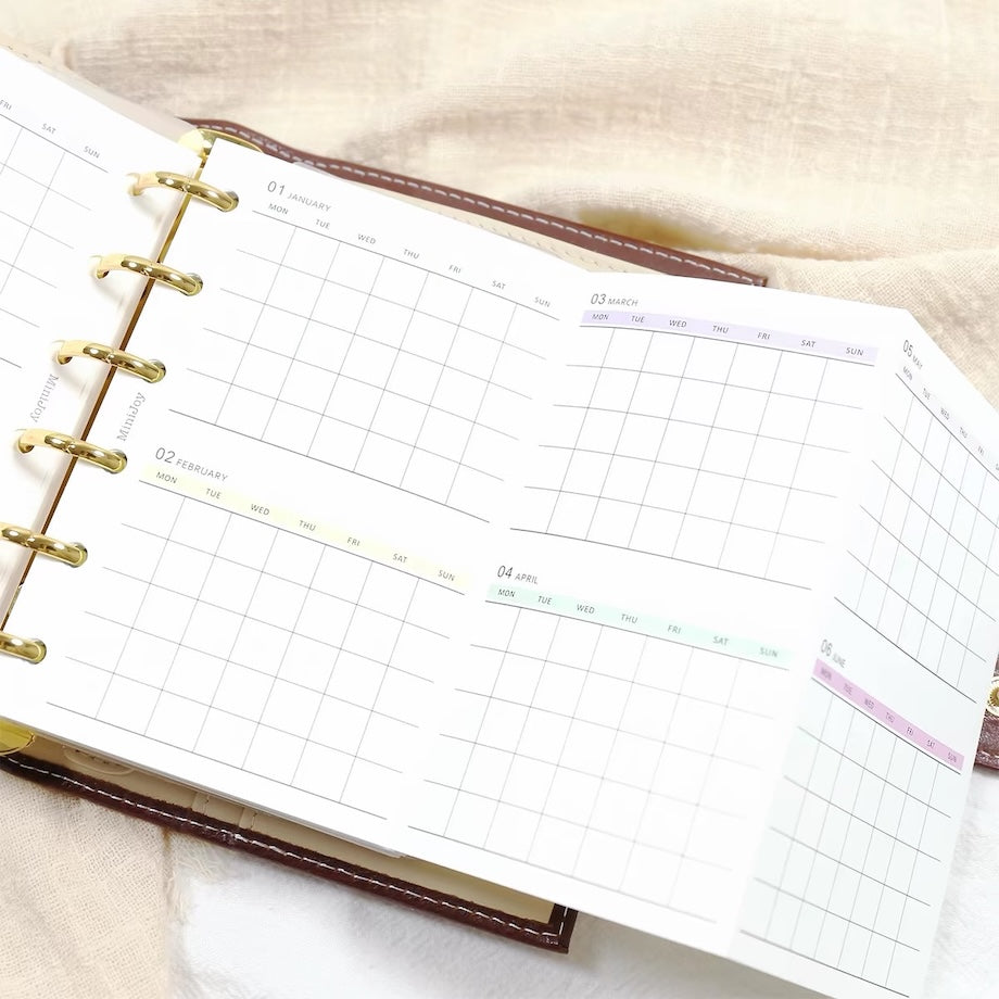 6-Hole Loose Leaf Paper Refills - Plan - A7 Size
