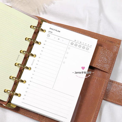 6-Hole Loose Leaf Paper Refills - Plan - A7 Size