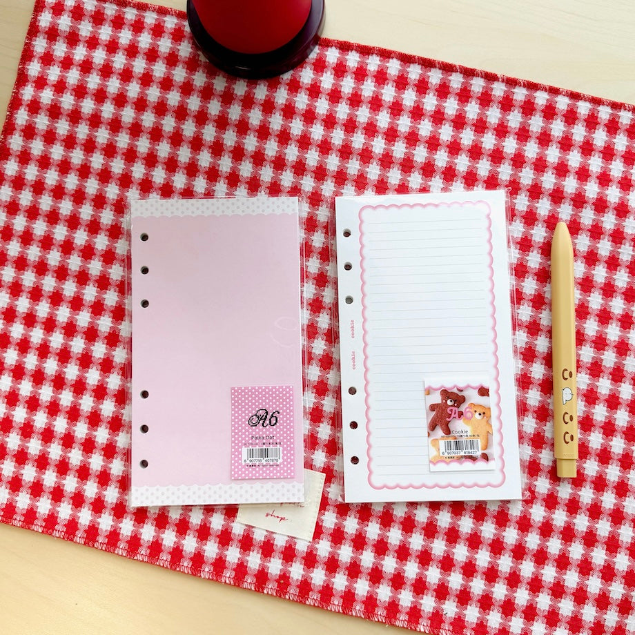 Loose Leaf Paper Refills - Cookie & Polka Dot - A6 Personal Size