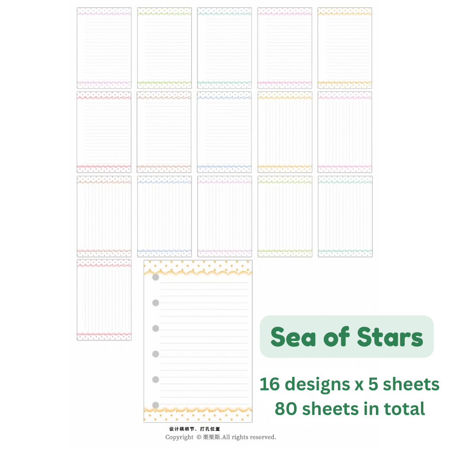 Loose Leaf Paper Refills - Plaid, Stars, & Stripes - A7 Size