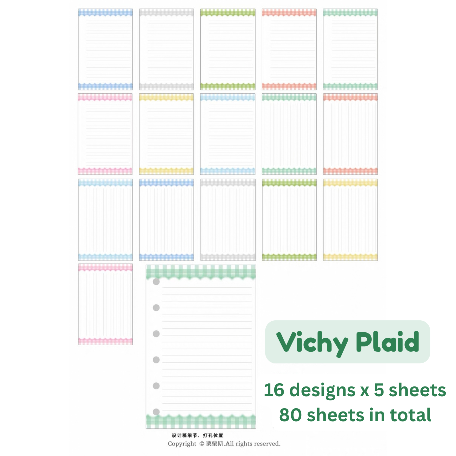 Loose Leaf Paper Refills - Plaid, Stars, & Stripes - A7 Size