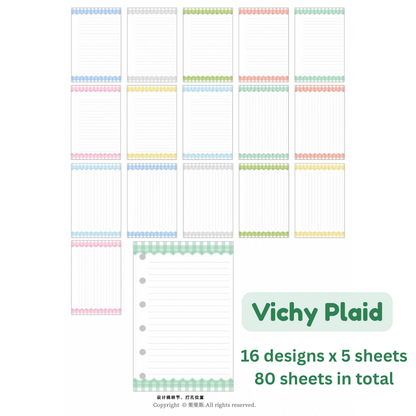 Loose Leaf Paper Refills - Plaid, Stars, & Stripes - A7 Size
