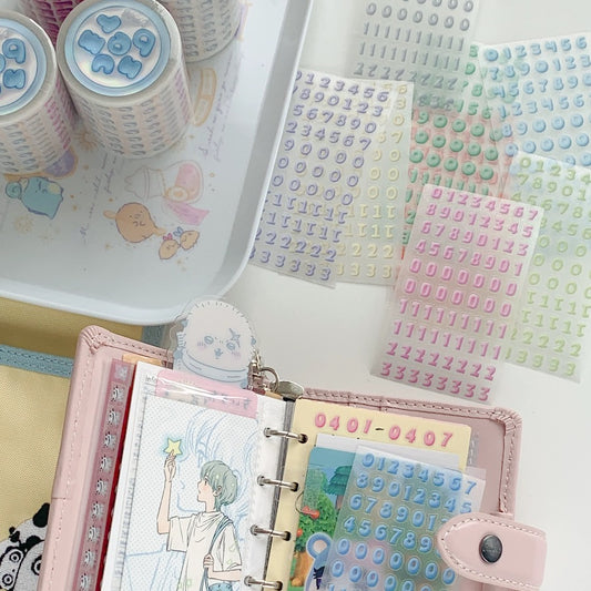 Die-Cut Sticker Roll - Cream Numbers
