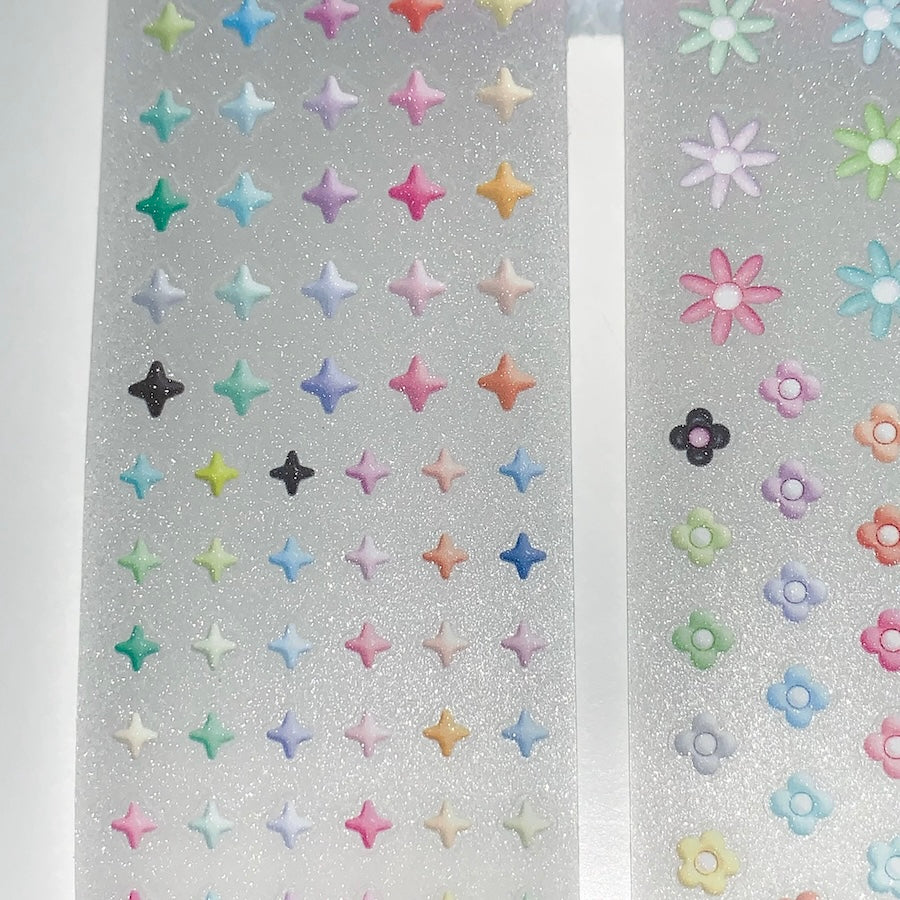 Die-Cut Sticker Roll - Flower, Heart, and Star