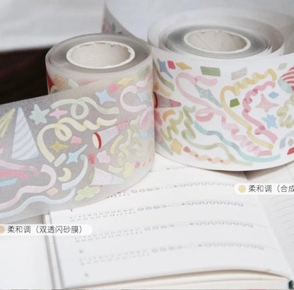 Die-Cut Sticker Roll - Party Streamers