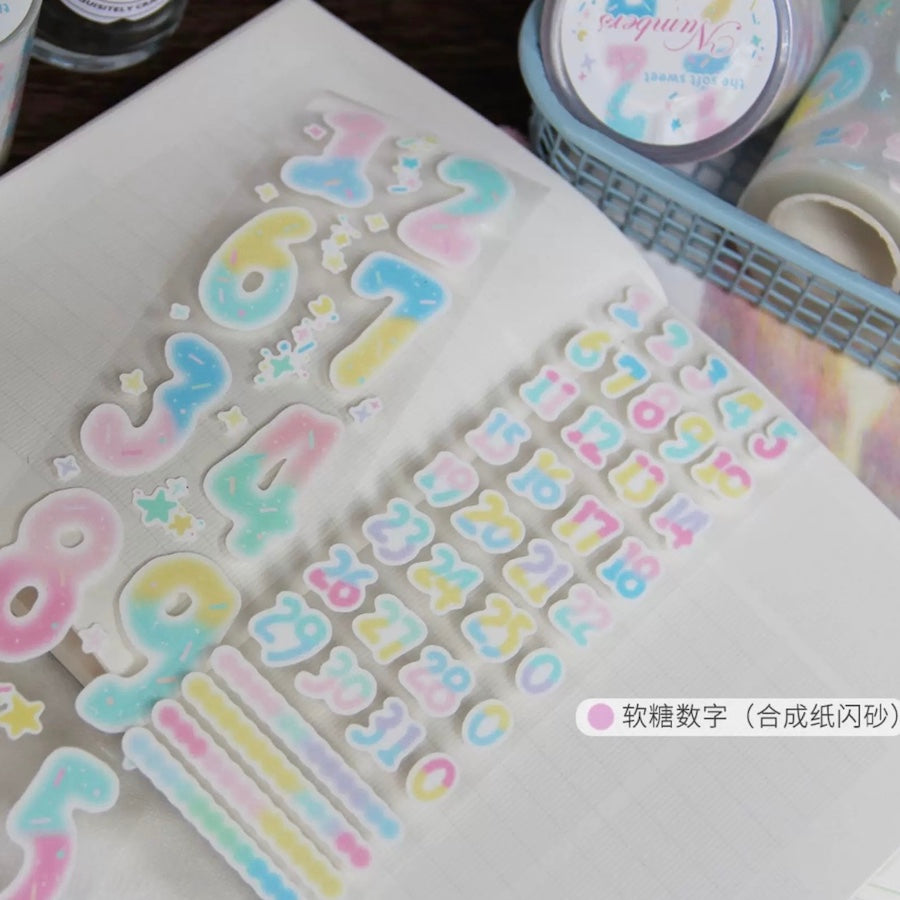 Die-Cut Sticker Roll - The Soft Sweet Numbers