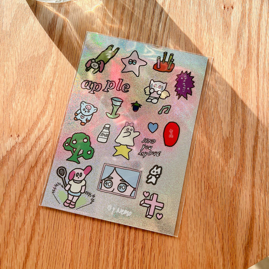 Die-Cut Sticker Sheet - Sparkling Silver
