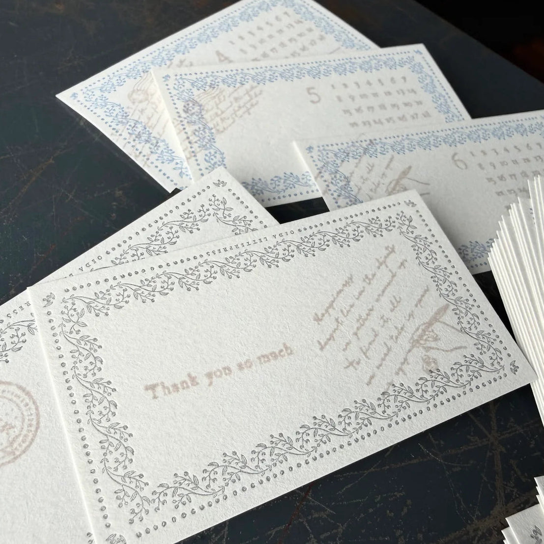 VINE Memo Card Sample - Dusty Blue & Gray