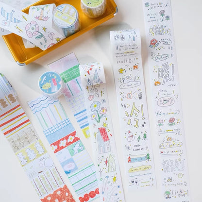 Die-Cut Sticker Roll - Crayon Style