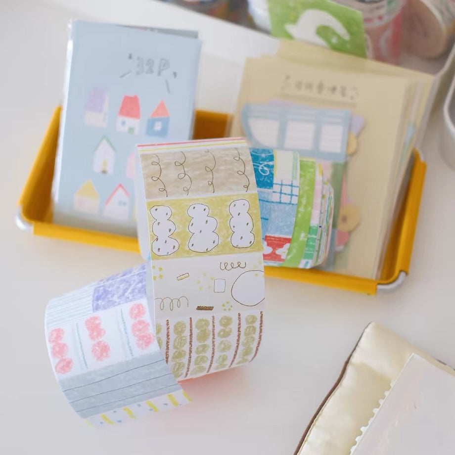 Die-Cut Sticker Roll - Crayon Style